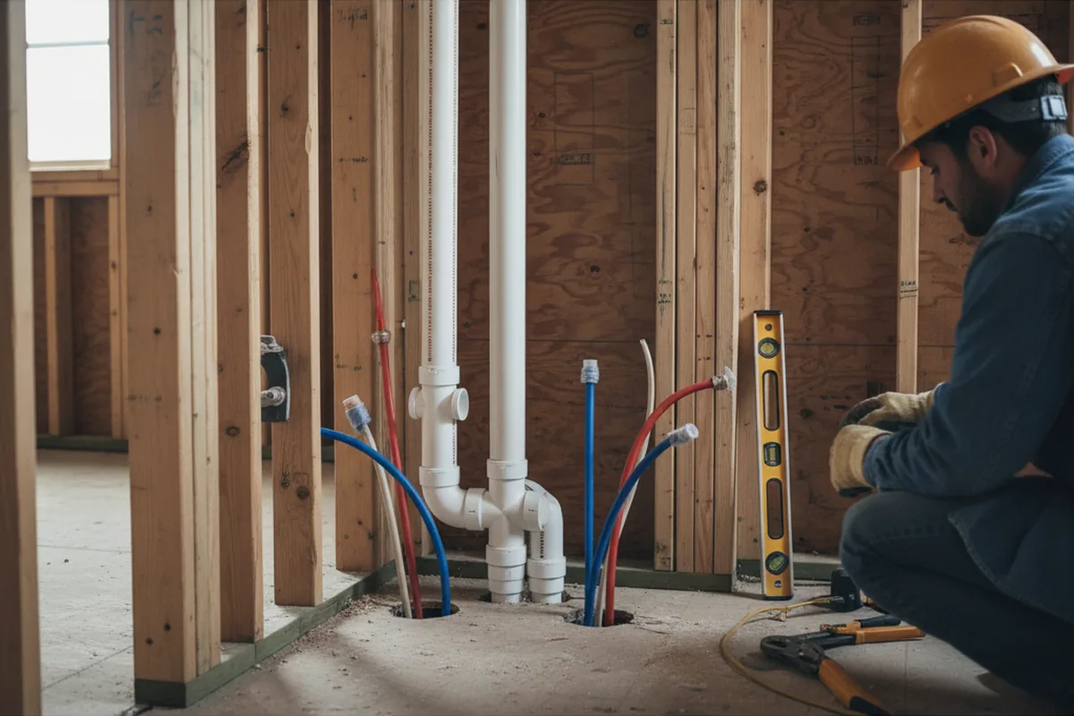 Drain and supply rough-in during Drain Cleaning in Harlem
